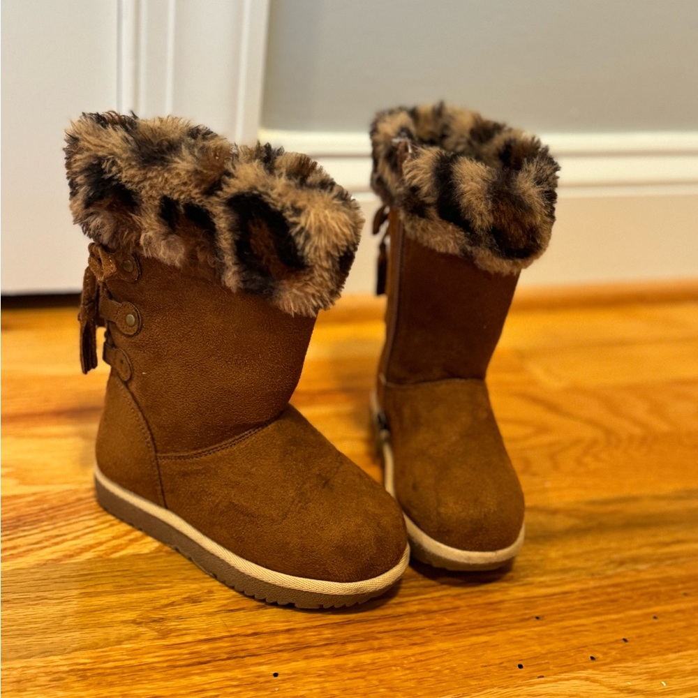 Toddler Baby Girls size 7T Leopard Print Winter Boots